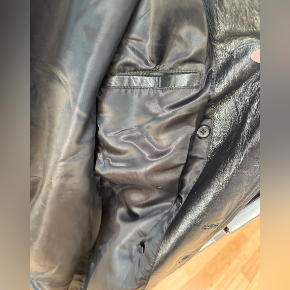 Classic Black Leather Trench Coat XS - Picture 7 of 13